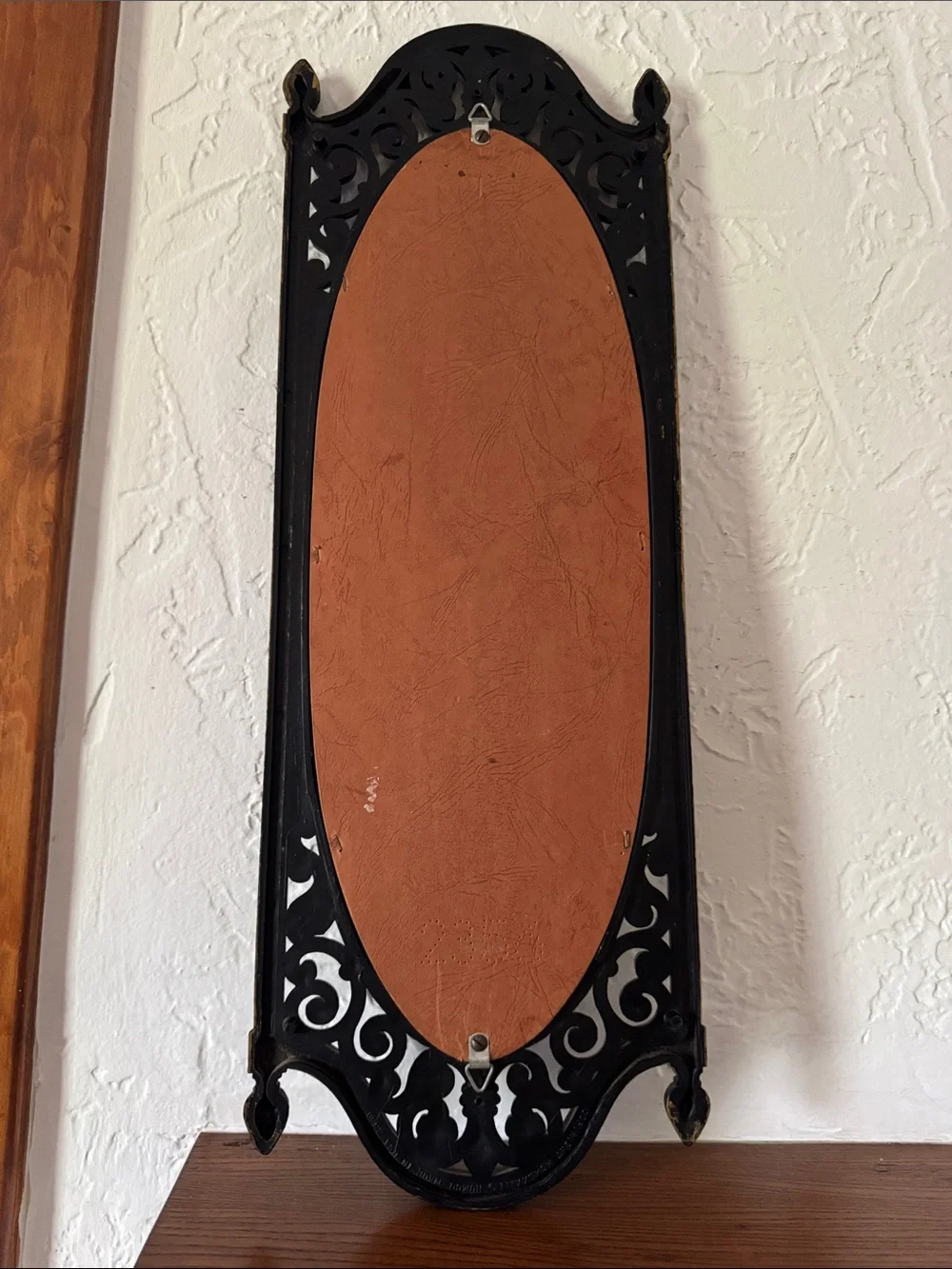 Vintage Homco Ornate Oval Mirror with Black & Gold Frame